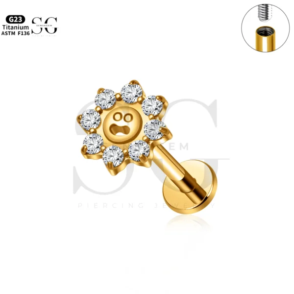 SG4288 Sunflower Titanium Central Labret Piercing - Image 3