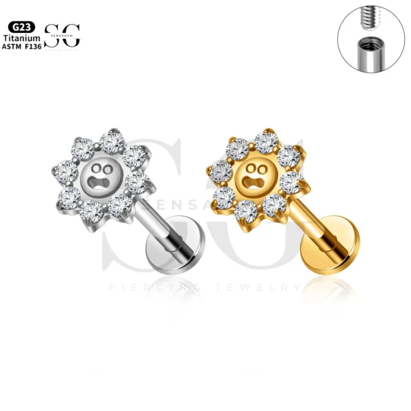 SG4288 Sunflower Titanium Central Labret Piercing