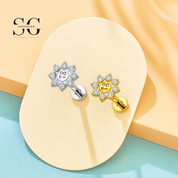 SG4288 Sunflower Titanium Central Labret Piercing
