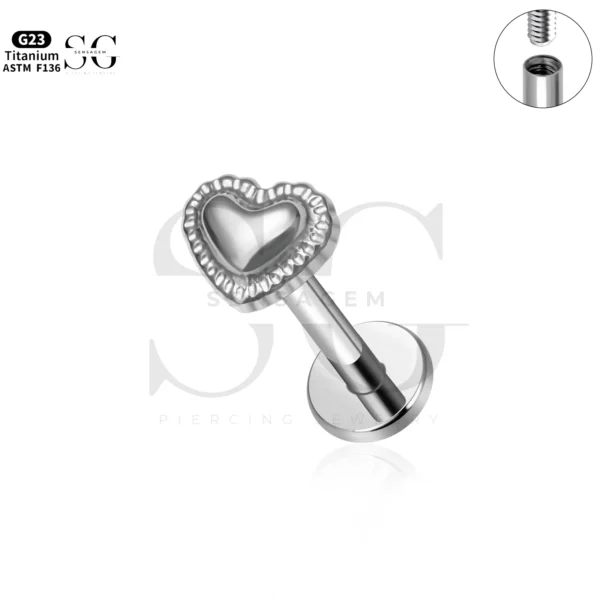 SG4291 Heart Shape Titanium Regular Labret Piercing - Image 2