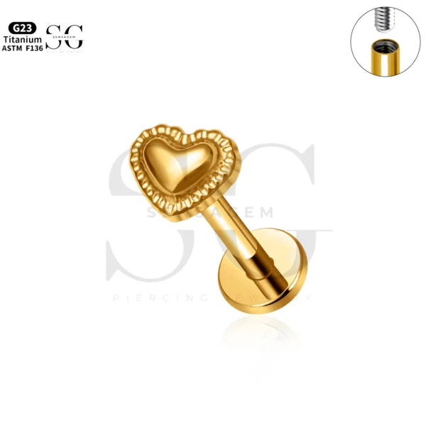 SG4291 Heart Shape Titanium Regular Labret Piercing - Image 3
