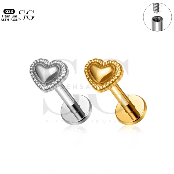 SG4291 Heart Shape Titanium Regular Labret Piercing
