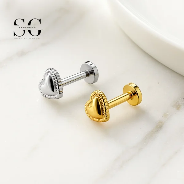 SG4291 Heart Shape Titanium Regular Labret Piercing