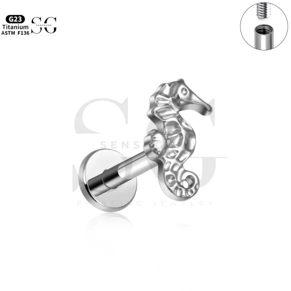 SG4295 Dinosaur Labret Piercing Lip Jewelry in Titanium - Image 2