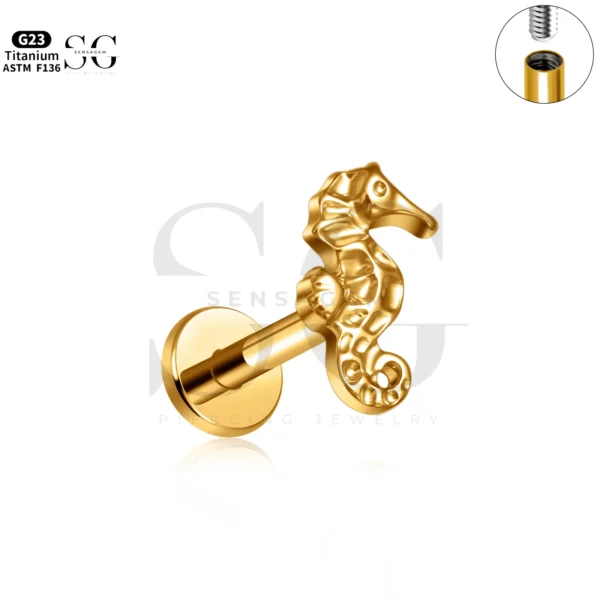 SG4295 Dinosaur Labret Piercing Lip Jewelry in Titanium - Image 3