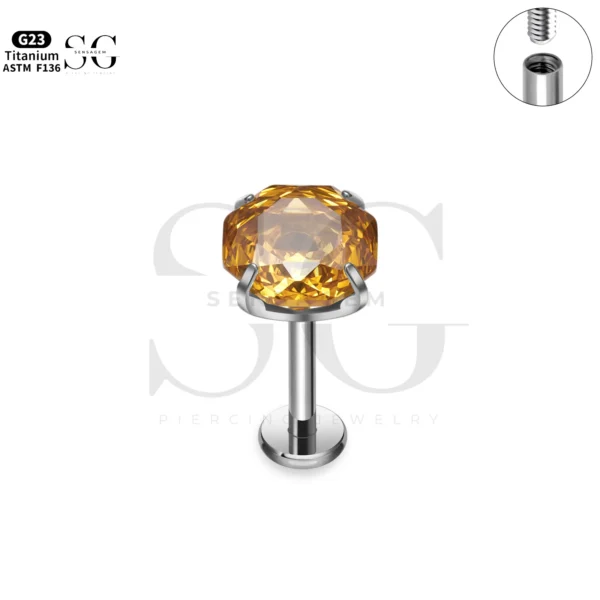 SG4296 Rose Zircon Single Labret Piercing in Titanium - Image 2