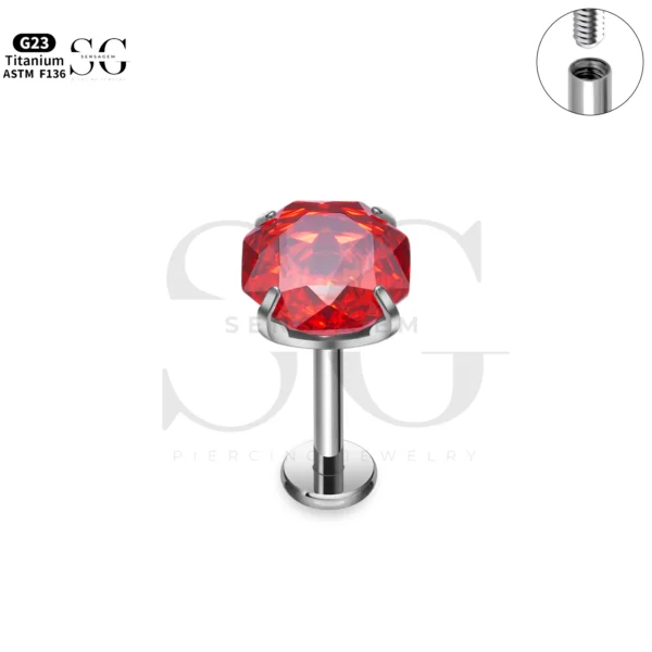 SG4296 Rose Zircon Single Labret Piercing in Titanium - Image 5