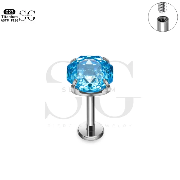 SG4296 Rose Zircon Single Labret Piercing in Titanium - Image 6