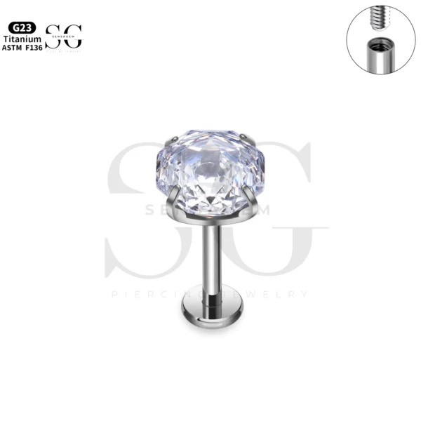 SG4296 Rose Zircon Single Labret Piercing in Titanium - Image 7