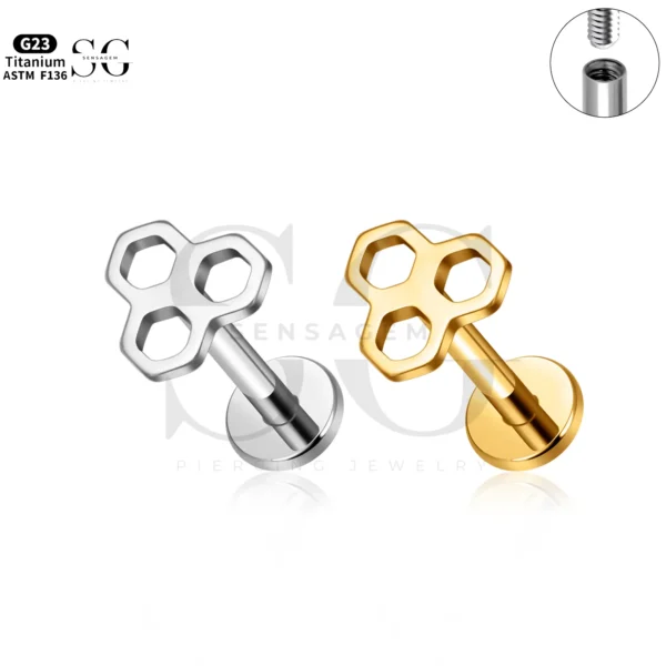 SG4297 Triple-Hole Titanium Labret Piercing on Small Lips