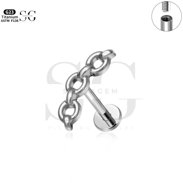 SG4299 Chain Style Titanium Labret Piercing Thin Lips - Image 2