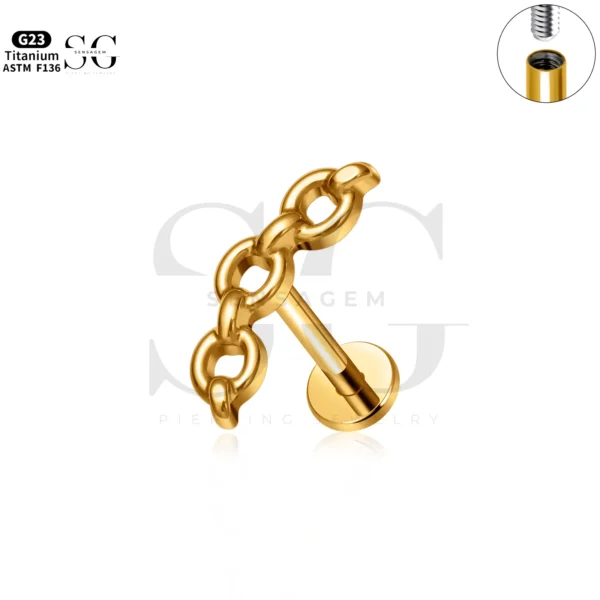 SG4299 Chain Style Titanium Labret Piercing Thin Lips - Image 3