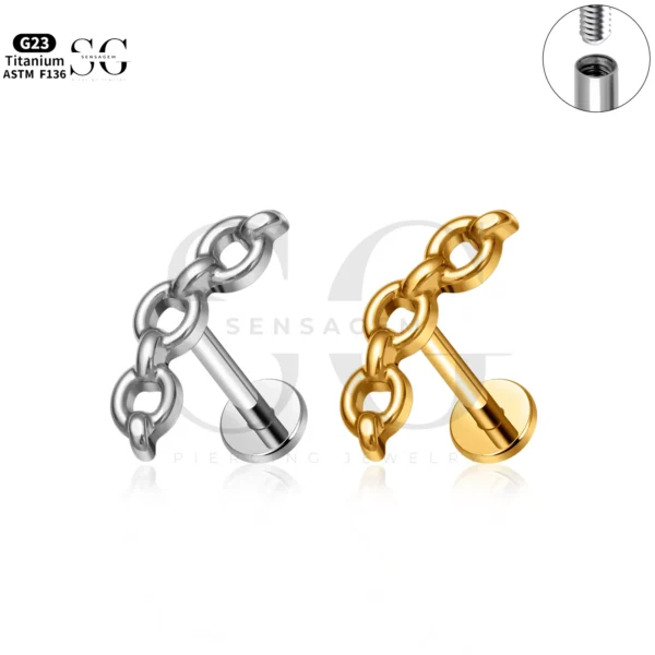 SG4299 Chain Style Titanium Labret Piercing Thin Lips