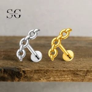 SG4299 Chain Style Titanium Labret Piercing Thin Lips