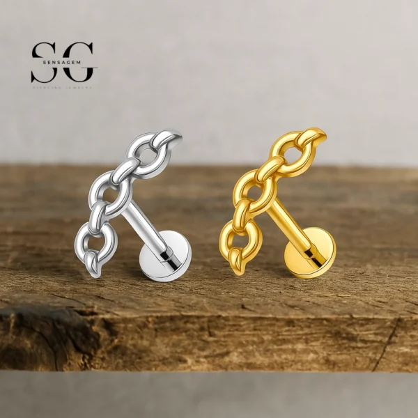 SG4299 Chain Style Titanium Labret Piercing Thin Lips