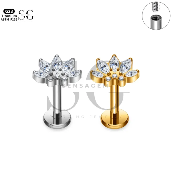Sensagem SG4330 G23 Titanium Internally Threaded Lotus Zircon Labret