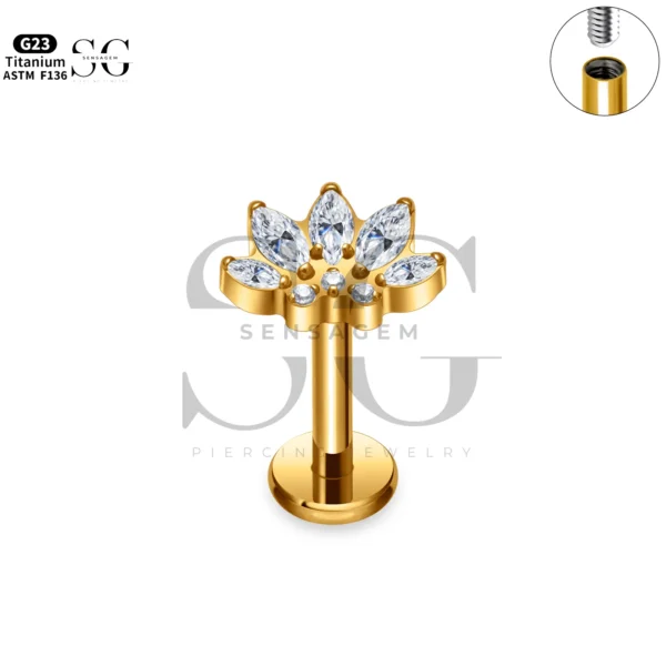 Sensagem SG4330 G23 Titanium Internally Threaded Lotus Zircon Labret - Image 2