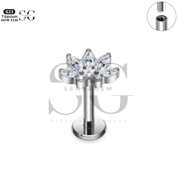 Sensagem SG4330 G23 Titanium Internally Threaded Lotus Zircon Labret - Image 3