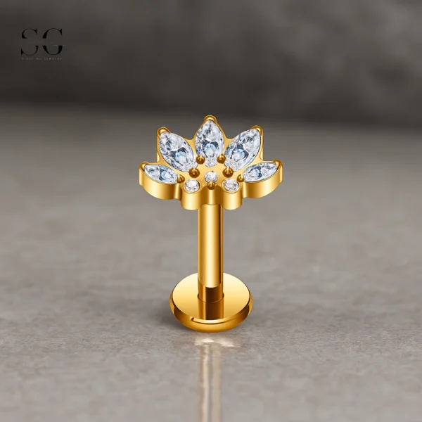 Sensagem SG4330 G23 Titanium Internally Threaded Lotus Zircon Labret