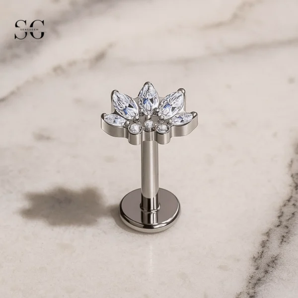 Sensagem SG4330 G23 Titanium Internally Threaded Lotus Zircon Labret