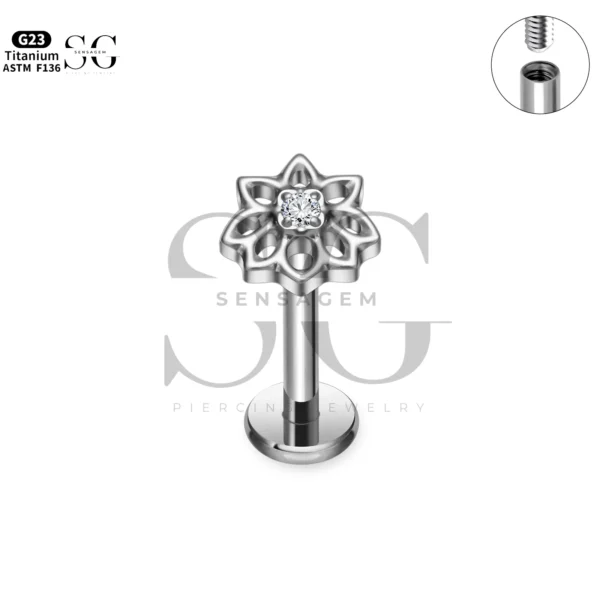 Sensagem SG4332 G23 Titanium Internally Threaded Mandala Zircon Labret - Image 2