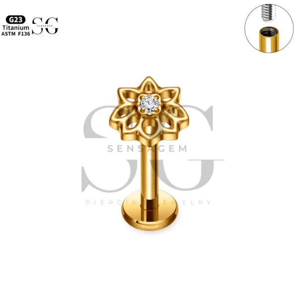 Sensagem SG4332 G23 Titanium Internally Threaded Mandala Zircon Labret - Image 3
