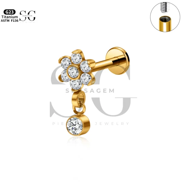 Sensagem SG4342 G23 Titanium Internally Threaded Labrets with Dangle Designs - Image 5