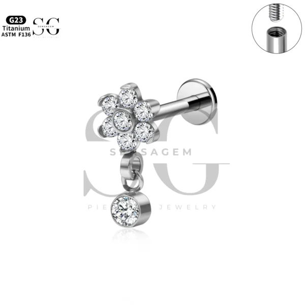 Sensagem SG4342 G23 Titanium Internally Threaded Labrets with Dangle Designs - Image 6