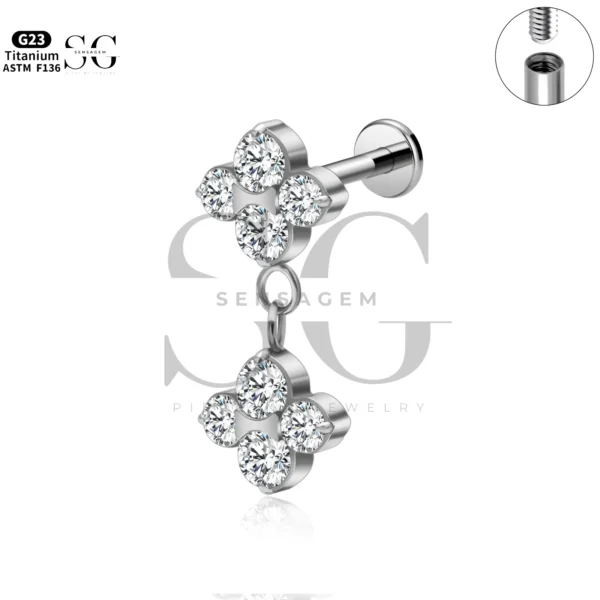 Sensagem SG4342 G23 Titanium Internally Threaded Labrets with Dangle Designs - Image 7