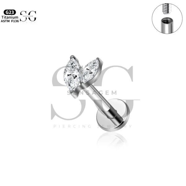 Sensagem SG4343 G23 Titanium Internally Threaded Marquise Cluster Labret - Image 2