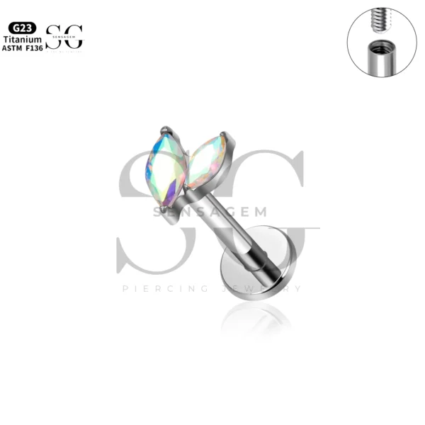 Sensagem SG4343 G23 Titanium Internally Threaded Marquise Cluster Labret - Image 3