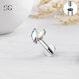 Sensagem SG4343 G23 Titanium Internally Threaded Marquise Cluster Labret