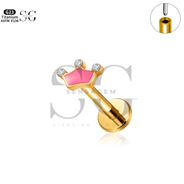 Sensagem SG4346 G23 Titanium Threadless Labrets with Playful Enamel & Zircon Tops - Image 4