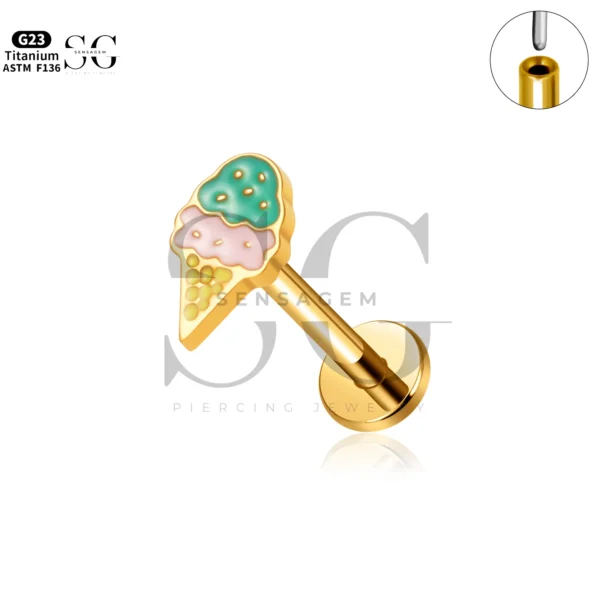 Sensagem SG4346 G23 Titanium Threadless Labrets with Playful Enamel & Zircon Tops - Image 5