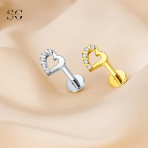 Sensagem SG4347 G23 Titanium Threadless Open Heart Labret with Zircons