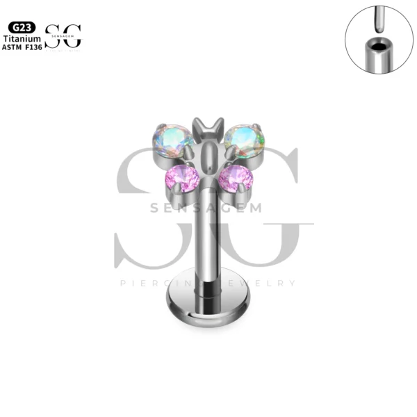 Sensagem SG4350 G23 Titanium Threadless Labrets with Zircon Cluster Tops - Image 2