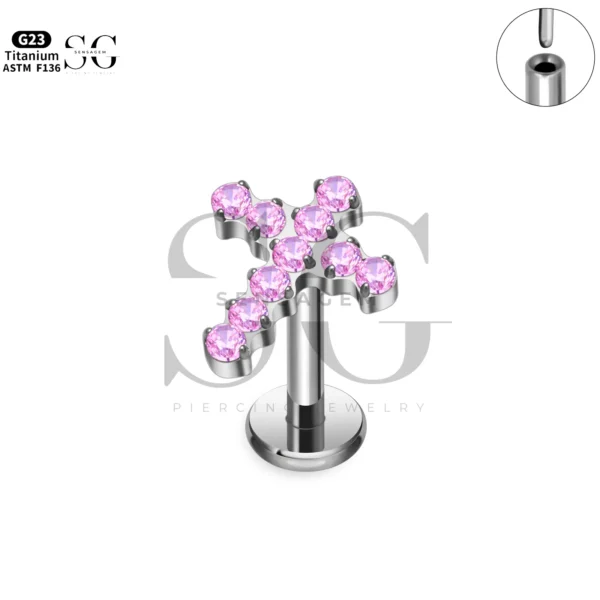 Sensagem SG4350 G23 Titanium Threadless Labrets with Zircon Cluster Tops - Image 4