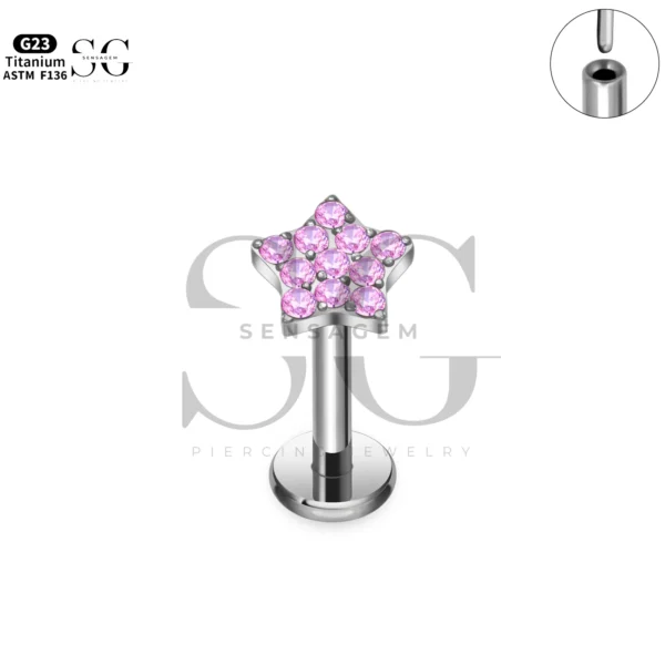 Sensagem SG4350 G23 Titanium Threadless Labrets with Zircon Cluster Tops - Image 5