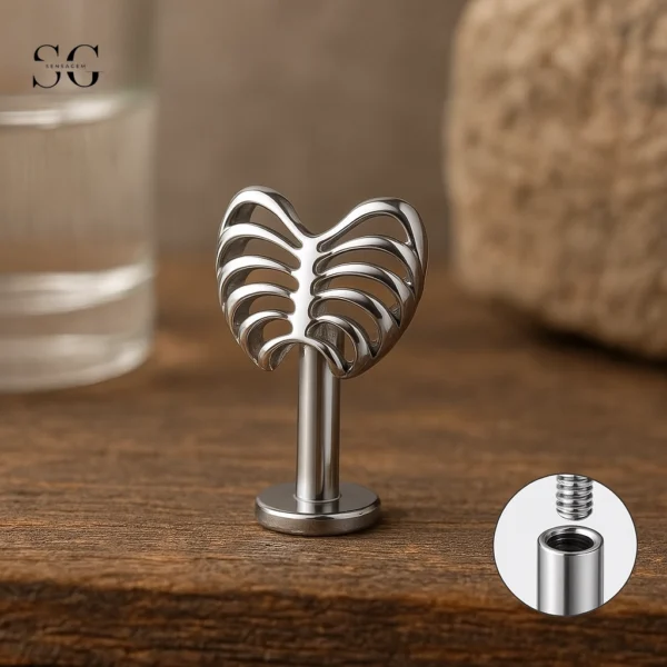 Sensagem SG4356 G23 Titanium Internally Threaded Feather/Leaf Top Labret