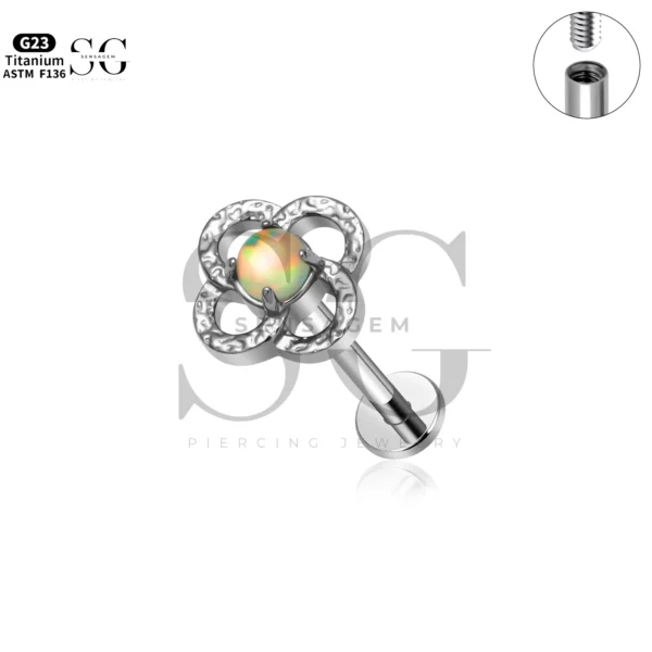 Sensagem SG4359 G23 Titanium Internally Threaded Opal Flower Cluster Labret
