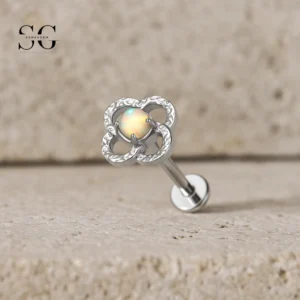 Sensagem SG4359 G23 Titanium Internally Threaded Opal Flower Cluster Labret