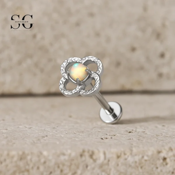 Sensagem SG4359 G23 Titanium Internally Threaded Opal Flower Cluster Labret