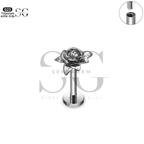 Sensagem SG4368 G23 Titanium Internally Threaded Rose Labret