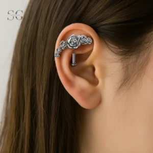 Sensagem SG4369 G23 Titanium Internally Threaded Floral Labret with Six Roses