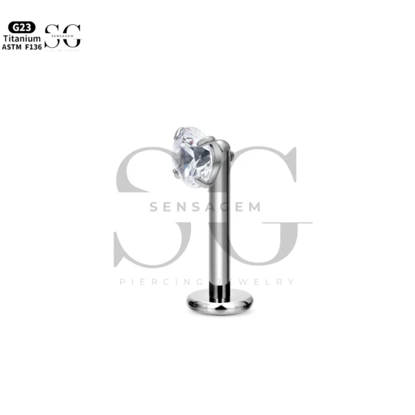Sensagem SG4370 G23 Titanium Internally Threaded Labret with White Zircon Tops - Image 4