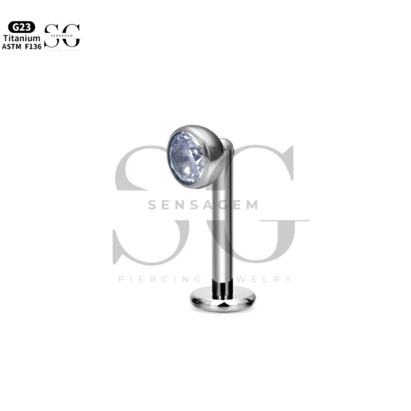 Sensagem SG4370 G23 Titanium Internally Threaded Labret with White Zircon Tops - Image 2
