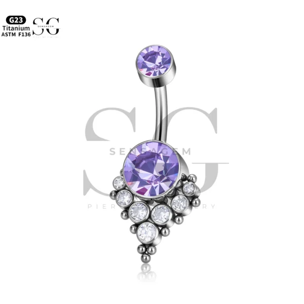 Sensagem SG6055 G23 Titanium Dangle Belly Button Ring with Opal & Zircon Gemstone Drop - Image 5