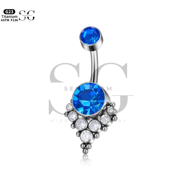Sensagem SG6055 G23 Titanium Dangle Belly Button Ring with Opal & Zircon Gemstone Drop - Image 6