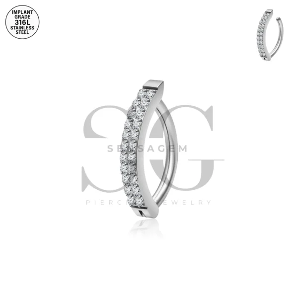 Sensagem SG6056 Stainless Steel Curved Barbell with Pave Zircon Arc - Image 2