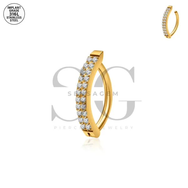 Sensagem SG6056 Stainless Steel Curved Barbell with Pave Zircon Arc - Image 3